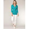 imageLock and Love Womens 34 Sleeve Cross Front Wrapped V Neck Top S3XLWt1255jade