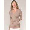 imageLock and Love Womens 34 Sleeve Cross Front Wrapped V Neck Top S3XLWt1255taupe