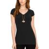 imageLock and Love Womens Basic Slim Fitted Short Sleeve Casual V Neck Cotton T ShirtWt1606black