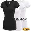 imageLock and Love Womens Basic Slim Fitted Short Sleeve Casual V Neck Cotton T ShirtWt1606blk2 White