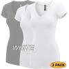imageLock and Love Womens Basic Slim Fitted Short Sleeve Casual V Neck Cotton T ShirtWt1606blk2 White