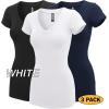 imageLock and Love Womens Basic Slim Fitted Short Sleeve Casual V Neck Cotton T ShirtWt1606blkwhtnavy
