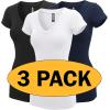 imageLock and Love Womens Basic Slim Fitted Short Sleeve Casual V Neck Cotton T ShirtWt1606blkwhtnavy