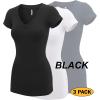 imageLock and Love Womens Basic Slim Fitted Short Sleeve Casual V Neck Cotton T ShirtWt1606blkwhtnavy