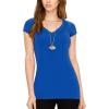 imageLock and Love Womens Basic Slim Fitted Short Sleeve Casual V Neck Cotton T ShirtWt1606blue