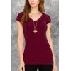 imageLock and Love Womens Basic Slim Fitted Short Sleeve Casual V Neck Cotton T ShirtWt1606burgundy