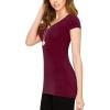 imageLock and Love Womens Basic Slim Fitted Short Sleeve Casual V Neck Cotton T ShirtWt1606burgundy