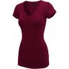 imageLock and Love Womens Basic Slim Fitted Short Sleeve Casual V Neck Cotton T ShirtWt1606burgundy