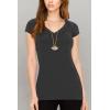 imageLock and Love Womens Basic Slim Fitted Short Sleeve Casual V Neck Cotton T ShirtWt1606charcoal