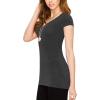 imageLock and Love Womens Basic Slim Fitted Short Sleeve Casual V Neck Cotton T ShirtWt1606charcoal