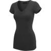 imageLock and Love Womens Basic Slim Fitted Short Sleeve Casual V Neck Cotton T ShirtWt1606charcoal