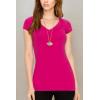 imageLock and Love Womens Basic Slim Fitted Short Sleeve Casual V Neck Cotton T ShirtWt1606fuchsia
