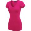 imageLock and Love Womens Basic Slim Fitted Short Sleeve Casual V Neck Cotton T ShirtWt1606fuchsia