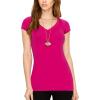 imageLock and Love Womens Basic Slim Fitted Short Sleeve Casual V Neck Cotton T ShirtWt1606fuchsia