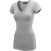 imageLock and Love Womens Basic Slim Fitted Short Sleeve Casual V Neck Cotton T ShirtWt1606heathergrey