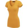 imageLock and Love Womens Basic Slim Fitted Short Sleeve Casual V Neck Cotton T ShirtWt1606mustard