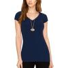 imageLock and Love Womens Basic Slim Fitted Short Sleeve Casual V Neck Cotton T ShirtWt1606navy
