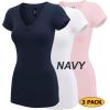imageLock and Love Womens Basic Slim Fitted Short Sleeve Casual V Neck Cotton T ShirtWt1606navyrosewht