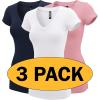 imageLock and Love Womens Basic Slim Fitted Short Sleeve Casual V Neck Cotton T ShirtWt1606navyrosewht