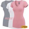 imageLock and Love Womens Basic Slim Fitted Short Sleeve Casual V Neck Cotton T ShirtWt1606navyrosewht