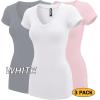 imageLock and Love Womens Basic Slim Fitted Short Sleeve Casual V Neck Cotton T ShirtWt1606navyrosewht