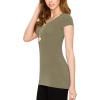 imageLock and Love Womens Basic Slim Fitted Short Sleeve Casual V Neck Cotton T ShirtWt1606olive