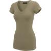 imageLock and Love Womens Basic Slim Fitted Short Sleeve Casual V Neck Cotton T ShirtWt1606olive