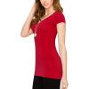 imageLock and Love Womens Basic Slim Fitted Short Sleeve Casual V Neck Cotton T ShirtWt1606red