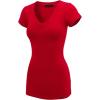 imageLock and Love Womens Basic Slim Fitted Short Sleeve Casual V Neck Cotton T ShirtWt1606red