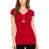 imageLock and Love Womens Basic Slim Fitted Short Sleeve Casual V Neck Cotton T ShirtWt1606red