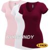 imageLock and Love Womens Basic Slim Fitted Short Sleeve Casual V Neck Cotton T ShirtWt1606rosewhtburg