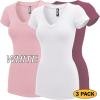 imageLock and Love Womens Basic Slim Fitted Short Sleeve Casual V Neck Cotton T ShirtWt1606rosewhtburg