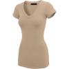 imageLock and Love Womens Basic Slim Fitted Short Sleeve Casual V Neck Cotton T ShirtWt1606taupe