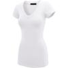 imageLock and Love Womens Basic Slim Fitted Short Sleeve Casual V Neck Cotton T ShirtWt1606white