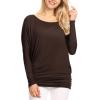imageLock and Love Womens Casual Flowy Draped Long Sleeve Batwing Dolman Top  Soft ampamp Comfortable Loose Fit PulloverBrown