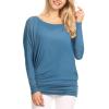 imageLock and Love Womens Casual Flowy Draped Long Sleeve Batwing Dolman Top  Soft ampamp Comfortable Loose Fit PulloverWt826denim
