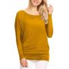 imageLock and Love Womens Casual Flowy Draped Long Sleeve Batwing Dolman Top  Soft ampamp Comfortable Loose Fit PulloverWt826mustard