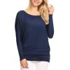 imageLock and Love Womens Casual Flowy Draped Long Sleeve Batwing Dolman Top  Soft ampamp Comfortable Loose Fit PulloverWt826navy