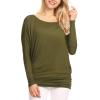 imageLock and Love Womens Casual Flowy Draped Long Sleeve Batwing Dolman Top  Soft ampamp Comfortable Loose Fit PulloverWt826olive