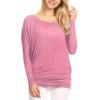 imageLock and Love Womens Casual Flowy Draped Long Sleeve Batwing Dolman Top  Soft ampamp Comfortable Loose Fit PulloverWt826pink