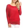 imageLock and Love Womens Casual Flowy Draped Long Sleeve Batwing Dolman Top  Soft ampamp Comfortable Loose Fit PulloverWt826red