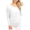 imageLock and Love Womens Casual Flowy Draped Long Sleeve Batwing Dolman Top  Soft ampamp Comfortable Loose Fit PulloverWt826white