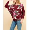 imageLock and Love Womens Casual Flowy Draped Long Sleeve Batwing Dolman Top  Soft ampamp Comfortable Loose Fit PulloverWt826winefloral