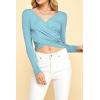 imageLock and Love Womens Premium ShortLong Sleeve Deep V Neck Slim fit Cross Wrap Crop top ShirtMade in USAWt1482aqua