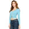 imageLock and Love Womens Premium ShortLong Sleeve Deep V Neck Slim fit Cross Wrap Crop top ShirtMade in USAWt1482aqua