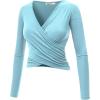 imageLock and Love Womens Premium ShortLong Sleeve Deep V Neck Slim fit Cross Wrap Crop top ShirtMade in USAWt1482aqua