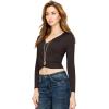 imageLock and Love Womens Premium ShortLong Sleeve Deep V Neck Slim fit Cross Wrap Crop top ShirtMade in USAWt1482brown