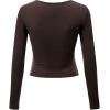 imageLock and Love Womens Premium ShortLong Sleeve Deep V Neck Slim fit Cross Wrap Crop top ShirtMade in USAWt1482brown