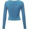 imageLock and Love Womens Premium ShortLong Sleeve Deep V Neck Slim fit Cross Wrap Crop top ShirtMade in USAWt1482denim