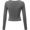 imageLock and Love Womens Premium ShortLong Sleeve Deep V Neck Slim fit Cross Wrap Crop top ShirtMade in USAWt1482hdg